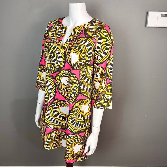 J Crew Tunic Dress Size  6 Pink Ratti Electric Kiwi Cotton Beach Coastal - Picture 4 of 10